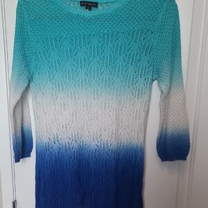 Willi Smith Ombre Turquoise Knit Top